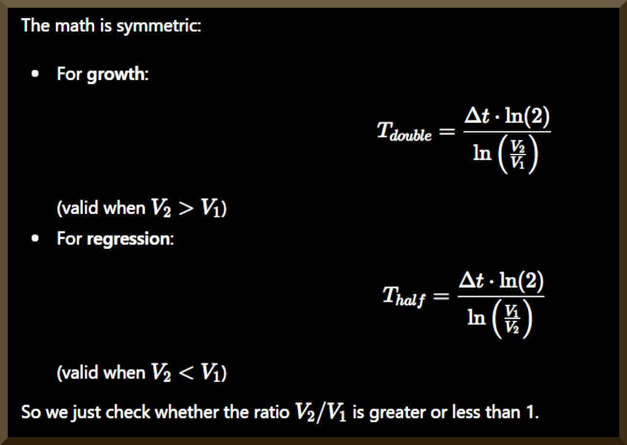 Equations for T_double and T_half